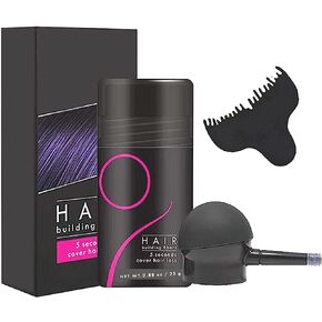 Fluff Up Secret Hair Fibers Powder for Any Color Hair, Waterproof Hair Building Fibers Spray Pump, 5 Seconds Cover Up Long Lasting with Natural Look Dating Accessory Unisex (Black)