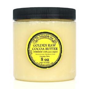 Dr Adorable GOLDEN COCOA BUTTER ORGANIC RAW Grade A PRIME PRESSED UNREFINED 8 OZ