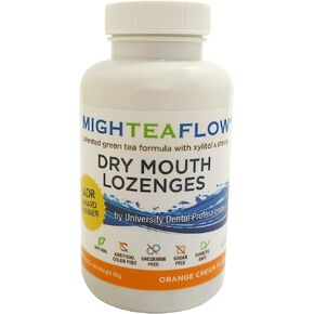 MighTeaFlow Natural Dry Mouth Lozenge w/ Xylitol, Clinically Tested, Developed by University Dental Professionals, Orange Cream Flavor, 90 Count in Kuwait