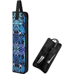 Beautyflier Universal Curling Iron Travel Case, Canvas Heat-Resistant Curling & Flat Iron Holder Travel Case, Hot Curling Iron Holder for Hair Tools Travel Bag or Daily Use (Blue Flower) in Kuwait