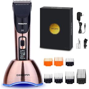 ماكينة قص الشعر اللاسلكية الاحترافية من GEEDAR للرجال (وقت تشغيل يصل إلى 7 ساعات) شفرة سيراميك تيتانيوم LED حامل شاحن عرض هدايا للرجال in Kuwait