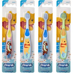 Oral-B Baby Manual Toothbrush, Pooh Characters, 0-3 Years Old, Extra Soft (Characters Vary) - Pack of 4 in Kuwait