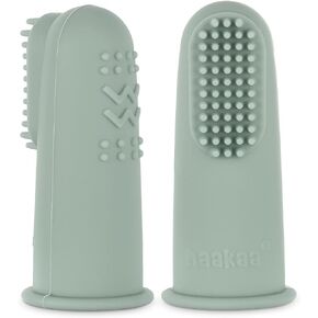 haakaa Silicone Baby Finger Toothbrush, Oral Care for Infants&Babies&Toddlers&Kids, Soft Food Grade Silicone, 0 Months+, 2 Pack, Blush