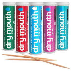 Xero Picks Dry Mouth - Infused Flavored Toothpicks for Long Lasting Fresh Breath & Dry Mouth Prevention (Variety 6 Pack)