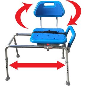 Platinum Health Gateway Premium Sliding Bath Transfer Bench with Swivel Seat-Padded (Blue)