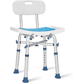 كرسي استحمام قابل للتعديل من GreenChief يزن 226.8 كجم مع ظهر مقعد حمام مبطن من EVA شديد التحمل بمقبض مجاني أداة طبية مجانية مضادة للانزلاق للدش مقعد حوض استحمام للمسنين وكبار السن والمعاقين in Kuwait