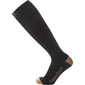 CopperSport Copper Compression Socks - Suitable for Athletics, Tennis, Golf, Basketball, Sports, Weightlifting, Joint Pain Relief, Injury Recovery (One Pair), Black, Small/Medium in Saudi Arabia