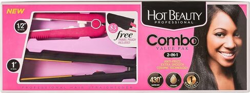 Hot Beauty Professional Ceramic Mini Flat Iron 1/2" Anti-Frizz Extreme Smooth (Violet) Travel Pouch Included in Saudi Arabia