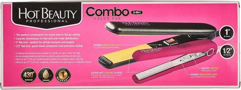 Hot Beauty Professional Ceramic Mini Flat Iron 1/2" Anti-Frizz Extreme Smooth (Violet) Travel Pouch Included in Saudi Arabia