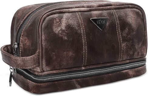 Men's Toiletry Bag, Travel Toiletry Bag for Men, Large Leather Dopp Kit for Men, Shaving Bag for Travel Accessories, LargeMens Toiletries Bathroom Organizer, Shaving kit, Dopp kit(Brown) in Kuwait