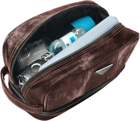 Men's Toiletry Bag, Travel Toiletry Bag for Men, Large Leather Dopp Kit for Men, Shaving Bag for Travel Accessories, LargeMens Toiletries Bathroom Organizer, Shaving kit, Dopp kit(Brown) in Kuwait