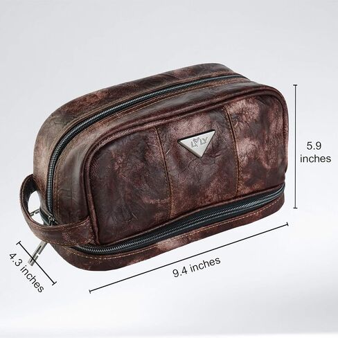 Men's Toiletry Bag, Travel Toiletry Bag for Men, Large Leather Dopp Kit for Men, Shaving Bag for Travel Accessories, LargeMens Toiletries Bathroom Organizer, Shaving kit, Dopp kit(Brown) in Kuwait