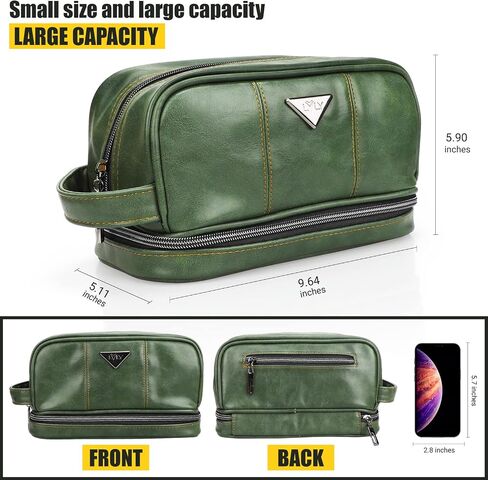 Men's Toiletry Bag, Travel Toiletry Bag for Men, Large Leather Dopp Kit for Men, Shaving Bag for Travel Accessories, LargeMens Toiletries Bathroom Organizer, Shaving kit, Dopp kit(Brown) in Kuwait