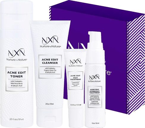 NxN Acne Treatment Kit 4-Step Clear Skin System with Salicylic Acid, Probiotics, Sulfer & Natural Retinols, Control Blemishes & Breakouts, Face Care Solution Set for All Skin Types Including Sensitive in Saudi Arabia