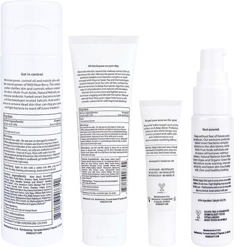 NxN Acne Treatment Kit 4-Step Clear Skin System with Salicylic Acid, Probiotics, Sulfer & Natural Retinols, Control Blemishes & Breakouts, Face Care Solution Set for All Skin Types Including Sensitive in Saudi Arabia