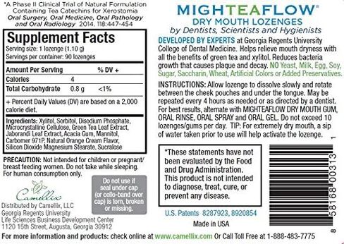 MighTeaFlow Natural Dry Mouth Lozenge w/ Xylitol, Clinically Tested, Developed by University Dental Professionals, Orange Cream Flavor, 90 Count in Kuwait
