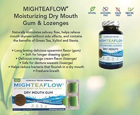 MighTeaFlow Natural Dry Mouth Lozenge w/ Xylitol, Clinically Tested, Developed by University Dental Professionals, Orange Cream Flavor, 90 Count in Kuwait