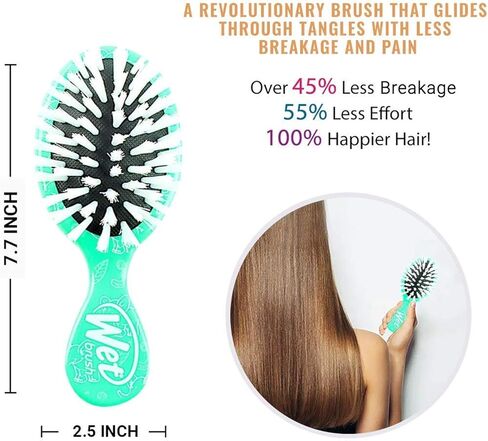 ويت براش فرشاة شعر اصلية لفك تشابك الشعر على شكل فيل صغير مطبوع بشعيرات انتيلي فليكس فائقة النعومة، (اخضر فلورسنت)، قياسية in Kuwait