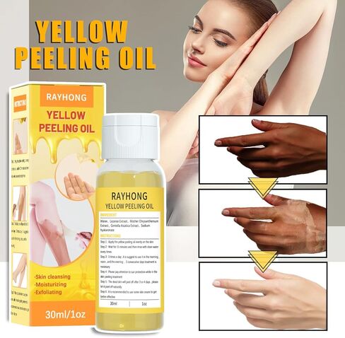 زيت تقشير أصفر، زيت تقشير أصفر قوي للغاية لتفتيح البشرة، مناسب للبشرة الداكنة والجسم والوجه والبقع الداكنة وتفتيح البشرة - 30 مل in Kuwait