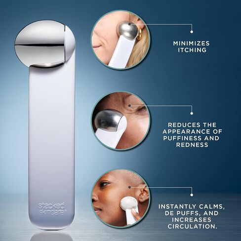 StackedSkincare Ice Roller and Face Massager - Aesthetician Developed Face Sculpting Tool for Under Eyes, Face, and Body, Calms Inflammation, Puffiness, and Eye Bags in Saudi Arabia