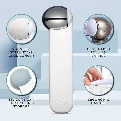 StackedSkincare Ice Roller and Face Massager - Aesthetician Developed Face Sculpting Tool for Under Eyes, Face, and Body, Calms Inflammation, Puffiness, and Eye Bags in Saudi Arabia