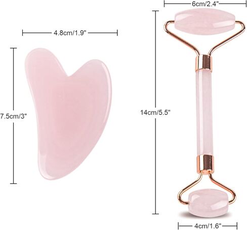 كيوتلي لي ادوات تجميل الوجه من اليشم وجوا شا من اليشم الوردي الطبيعي، ادوات تدليك للوجه والجسم، مضادة للشيخوخة وتقلل من التجاعيد وانتفاخ العين، هدية الكريسماس in Kuwait