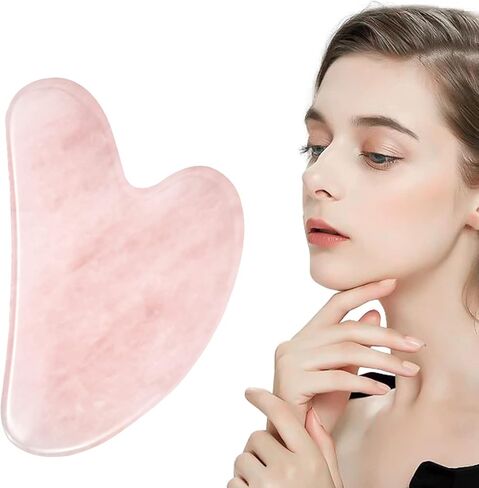 كيوتلي لي ادوات تجميل الوجه من اليشم وجوا شا من اليشم الوردي الطبيعي، ادوات تدليك للوجه والجسم، مضادة للشيخوخة وتقلل من التجاعيد وانتفاخ العين، هدية الكريسماس in Kuwait