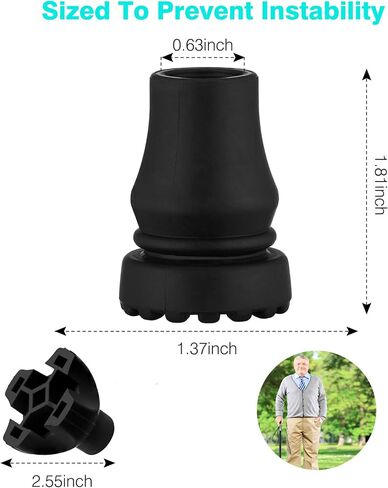 Cane Tips - Anti Slip Canes Base for Crutch 5/8 inch - Shock Absorbing Replacement Tip Base for 16mm Hole Diameter - by YAPASPT in Saudi Arabia