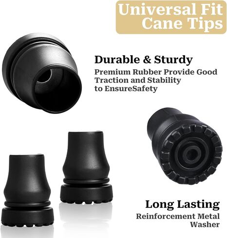 Cane Tips 7/8 inch Heavy Duty, 2 Pack Walking Cane Tips Rubber Cane Tip Replacement Rubber Tips for Canes, Crutch, Cane Foot, Walking Sticks in Saudi Arabia