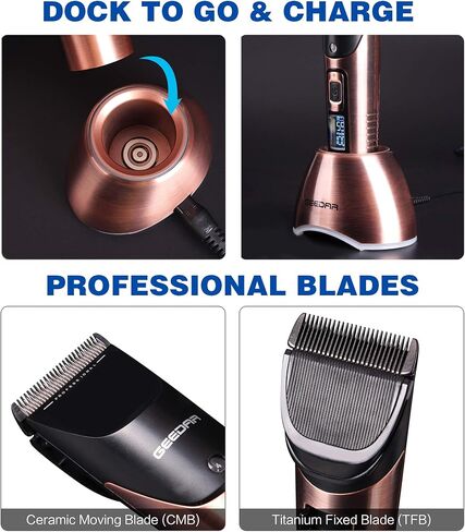 ماكينة قص الشعر اللاسلكية الاحترافية من GEEDAR للرجال (وقت تشغيل يصل إلى 7 ساعات) شفرة سيراميك تيتانيوم LED حامل شاحن عرض هدايا للرجال in Kuwait
