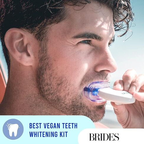 Cali White Teeth Whitening Strip Kit with LED Light + Batteries - Organic Peroxide Teeth Whitening Gel - Set of White Strips for Teeth Whitening - 2x5ml Syringes, Thermoform Whitening Trays & Case in Saudi Arabia