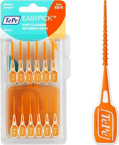 TEPE Dental Floss Picks, Tooth Picks Flossers, Floss Sticks, EasyPicks M/L, Blue, 12 Pk in Kuwait
