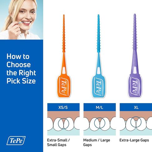 TEPE Dental Floss Picks, Tooth Picks Flossers, Floss Sticks, EasyPicks M/L, Blue, 12 Pk in Kuwait