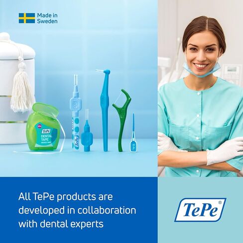 TEPE Dental Floss Picks, Tooth Picks Flossers, Floss Sticks, EasyPicks M/L, Blue, 12 Pk in Kuwait