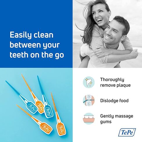 TEPE Dental Floss Picks, Tooth Picks Flossers, Floss Sticks, EasyPicks M/L, Blue, 12 Pk in Kuwait