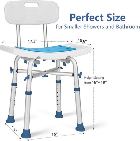 كرسي استحمام قابل للتعديل من GreenChief يزن 226.8 كجم مع ظهر مقعد حمام مبطن من EVA شديد التحمل بمقبض مجاني أداة طبية مجانية مضادة للانزلاق للدش مقعد حوض استحمام للمسنين وكبار السن والمعاقين in Kuwait