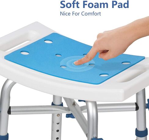كرسي استحمام قابل للتعديل من GreenChief يزن 226.8 كجم مع ظهر مقعد حمام مبطن من EVA شديد التحمل بمقبض مجاني أداة طبية مجانية مضادة للانزلاق للدش مقعد حوض استحمام للمسنين وكبار السن والمعاقين in Kuwait