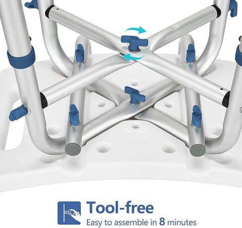 كرسي استحمام قابل للتعديل من GreenChief يزن 226.8 كجم مع ظهر مقعد حمام مبطن من EVA شديد التحمل بمقبض مجاني أداة طبية مجانية مضادة للانزلاق للدش مقعد حوض استحمام للمسنين وكبار السن والمعاقين in Kuwait