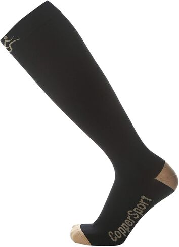 CopperSport Copper Compression Socks - Suitable for Athletics, Tennis, Golf, Basketball, Sports, Weightlifting, Joint Pain Relief, Injury Recovery (One Pair), Black, Small/Medium in Saudi Arabia