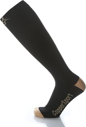 CopperSport Copper Compression Socks - Suitable for Athletics, Tennis, Golf, Basketball, Sports, Weightlifting, Joint Pain Relief, Injury Recovery (One Pair), Black, Small/Medium in Saudi Arabia