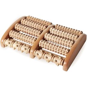 Kanjo FSA HSA Eligible Acupressure Foot Pain Relief Multi-Roller - Wooden Dual Foot Roller - Relieves Plantar Fasciitis, Heel & Arch Pain - Promotes Stress Relief & Muscle Relaxation in Kuwait