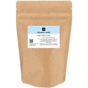 Stearic Acid (Triple Pressed) - Food and Cosmetic Grade - All Natural - Halal (1/2lb) - 8oz