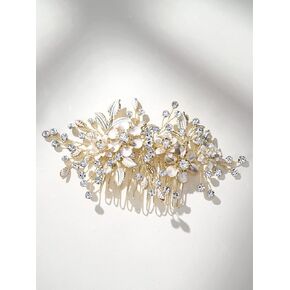 SWEETV Rhinestone Wedding Hair Comb for Bridal Hair Accessories for Women,Handmade Bridal Hair Clip Pieces for Wedding Women,Gold in Saudi Arabia