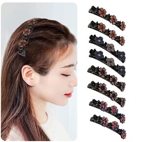 8PCS Braided Hair Clips for Women,Clover Rhinestone Hair Clip, Rsvelte Hair Clips,Rhinestone Hairpin Hairband Layered Bangs Hairpin,Fashion Hair Claw Clips Non-Slip Hair Ribbon Hair Accessory Hairband for Daily Wearing, Dating in Kuwait