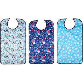 YELAIYEHAO Adult Bib for Eating Washable Reusable Waterproof Clothing Protector with Optional Crumb Catcher34 x 18" Women