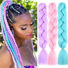6 Packs Braiding Hair Kanekalon Synthetic Braiding Hair Extensions 24 inches (6 Packs, Black 1B) in Saudi Arabia