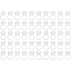 Ring Cup with Lid, 100pcs Ink Rings Cups, Container Pigment Tattoo Rings Cups Disposable Plastic Holder Tattoo Ink Pigment Ring Adhesive Makeup Rings Palette for Eyelash Extension Nail Art in Saudi Arabia