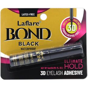 Laflare 3D Eyelash Bond Ultimate Hold Adhesive, Waterproof, Latex-free, Formaldehyde -Free Brush On Eyelash Glue (BLACK)