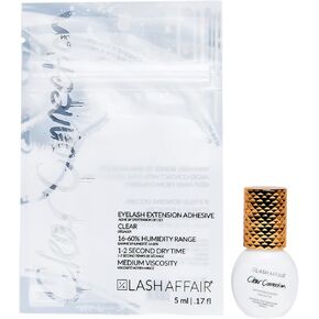 Lash Affair Eyelash Extension Glue, False Lash Semi-Permanent Professional Strong Adhesive for Individual Lashes, Lash Tech Artist Supplies, Quick-Dry, Latex Free, Low Fumes, Clear Connection, 5 ml