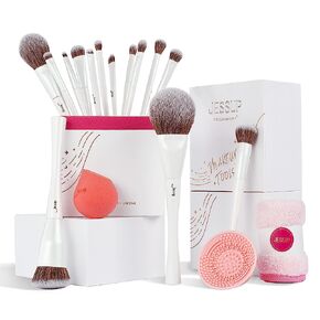 Jessup Makeup Brushes Set 14pcs Make up Brushes Premium Synthetic Foundation Concealer Blush Contour Powder Eye Shadow Blending Brush, Pearl White T343